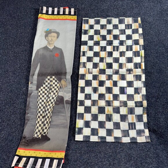 NWOT Mackenzie Childs Courtly Check Cotton Napkin & A Man With A View Dish Towel - Picture 1 of 15
